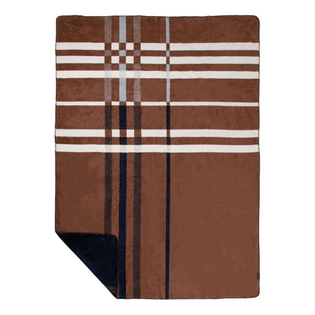 Mars & More Plaid Grote ruit blauw bruin xl 150x200cm