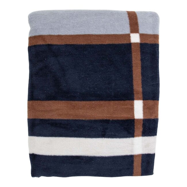 Mars & More Plaid Grote ruit blauw bruin xl 150x200cm