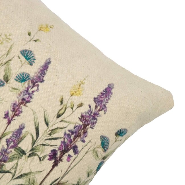 Mars & More kussen geborduurd wilde bloemen paarse ridderspoor 40x60cm