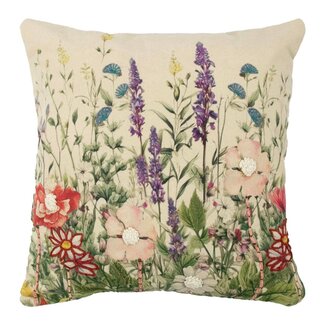 Mars & More kussen geborduurd wilde bloemen paarse ridderspoor 45x45cm
