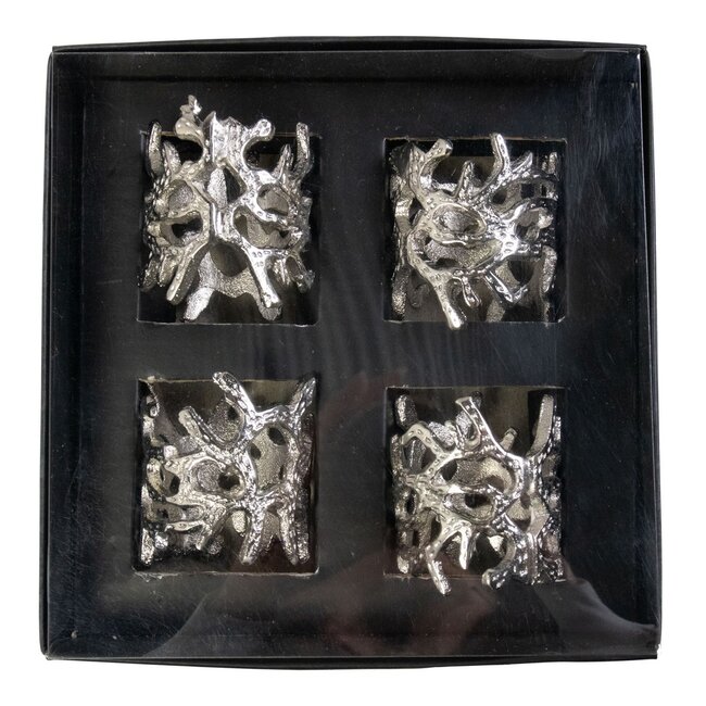 Mars & More Servet Ring gewei zilver 4x5cm (set of 4)