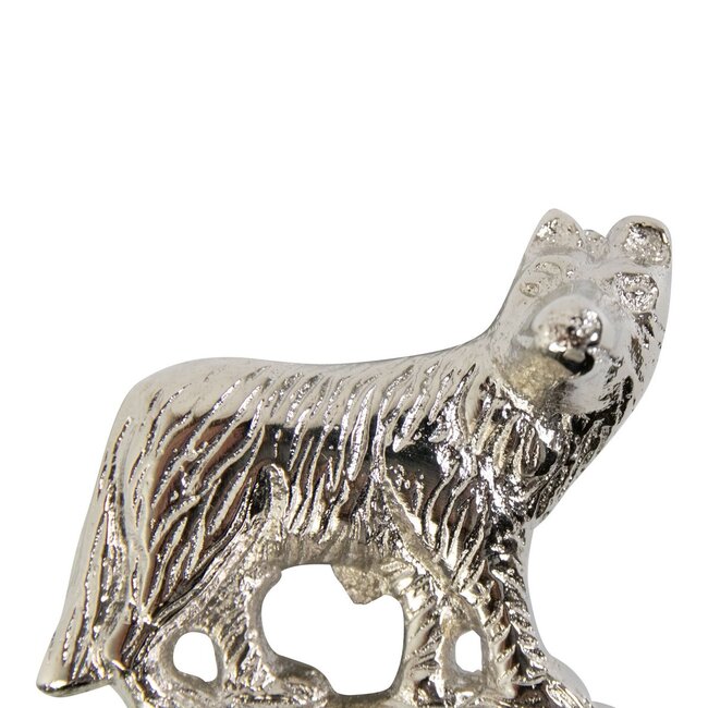 Mars & More Wijnstopper vos zilver 13x6x2cm