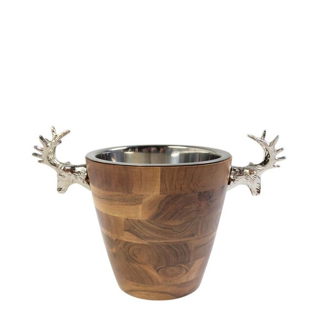 Mars & More Champagne Koeler hert hout zilver  27x39x24cm