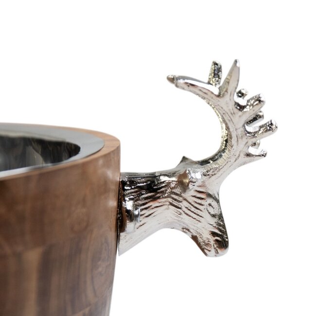 Mars & More Champagne Koeler hert hout zilver 29x53x37cm