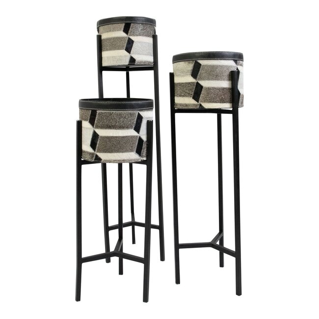 Mars & More Bloempot op standaard illusion multikleur h55 h67 h80 (set van 3) (bos taurus taurus)