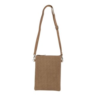 Mars & More crossbody tas verticaal geweven bruin 23x17cm (bos taurus taurus)