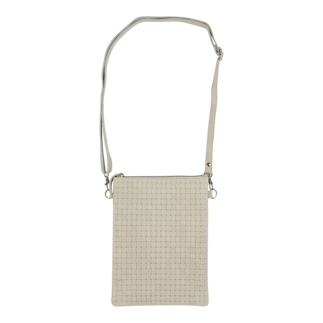 Mars & More crossbody tas verticaal geweven sand 23x17cm (bos taurus taurus)