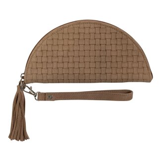 Mars & More Portemonnee halve maan geweven bruin 15cm (bos taurus taurus)