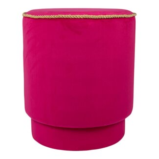 Mars & More poef fluweel goud fuchsia 38x38x45cm