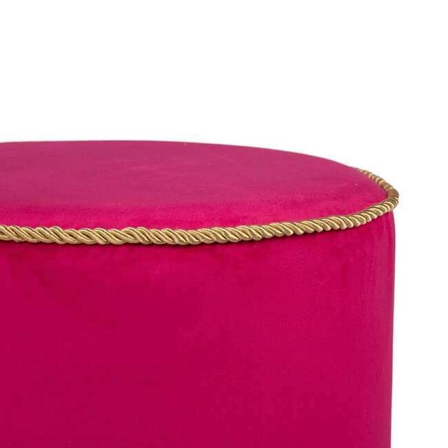 Mars & More poef fluweel goud fuchsia 38x38x45cm