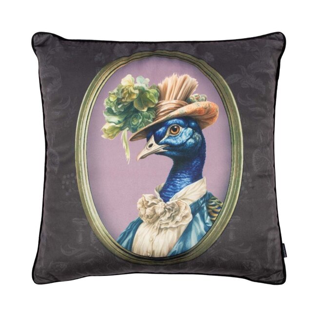 Mars & More Kussen Portret lijstje pauw grijs 45x45cm