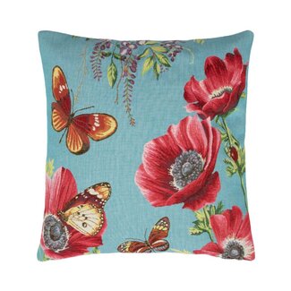 Mars & More Gobelin Kussen klaproos met vlinders 45x45cm