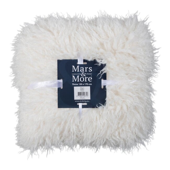 Mars & More plaid tibetaans lam gebroken wit 130x170cm