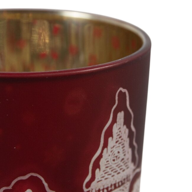 Mars & More Theelichthouder huizen rood groot 18cm