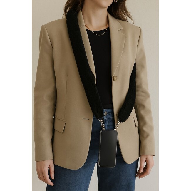 Mars & More Telefoonkoord schapenvacht zwart (ovies aries) 120cm