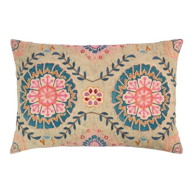 Mars & More Kussen geborduurd zazi beigeblauw 40x60