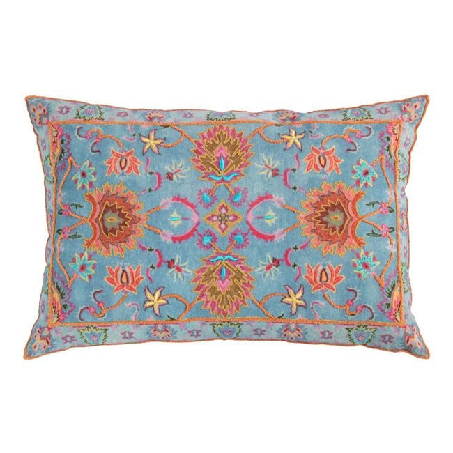 Mars & More Kussen geborduurd zazi blauw oranje 40x60