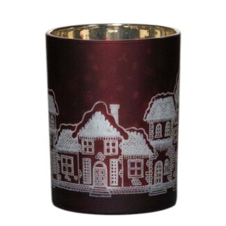 Mars & More Theelichthouder huizen rood medium 12cm