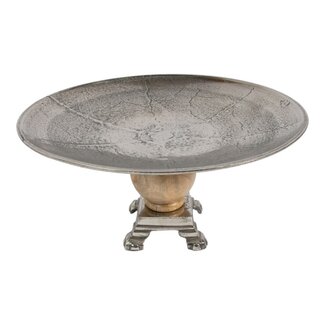 Mars & More Dienblad op voet zilver hout h29 d55,5