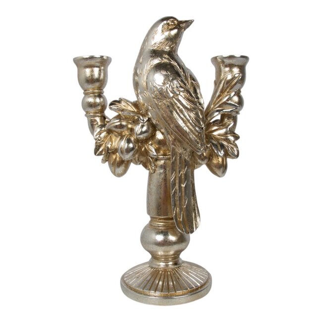 Mars & More Kaarsenhouder vogel hars zilver 18,5x10x28,7cm