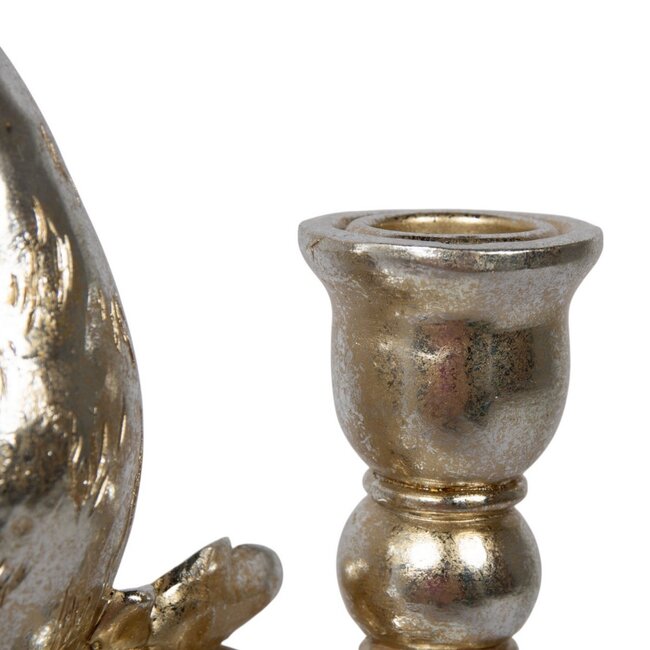 Mars & More Kaarsenhouder vogel hars zilver 18,5x10x28,7cm