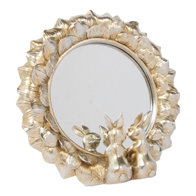 Mars & More Spiegel Rond konijn hars zilver 21x6,3x20,6cm