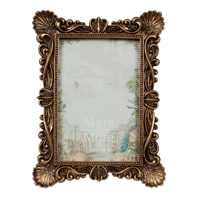 Mars & More Fotolijst rechthoek schelp goud 15,2x2,4x20,4cm