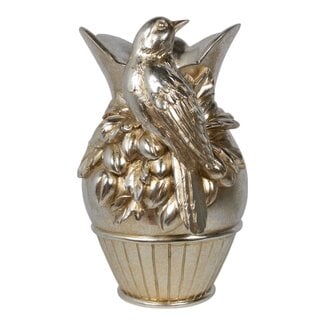 Mars & More Vaas Vogel hars zilver 18x16x26cm