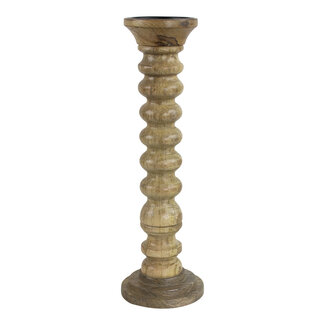Mars & More kandelaar mango hout ribbel h40 dia 12,5cm