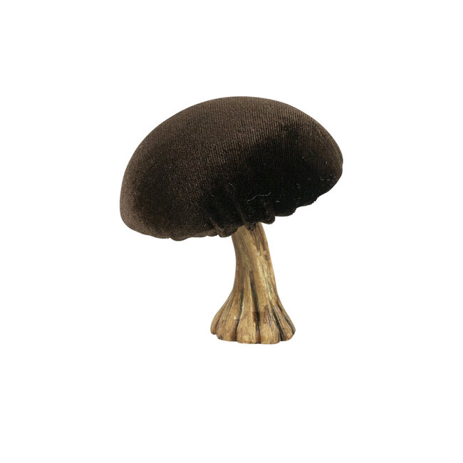 Mars & More decoratie fluweel champignon bruin 10cm
