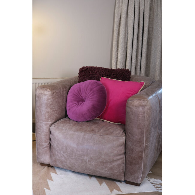 Mars & More kussen fluweel goud fuchsia 45x45cm