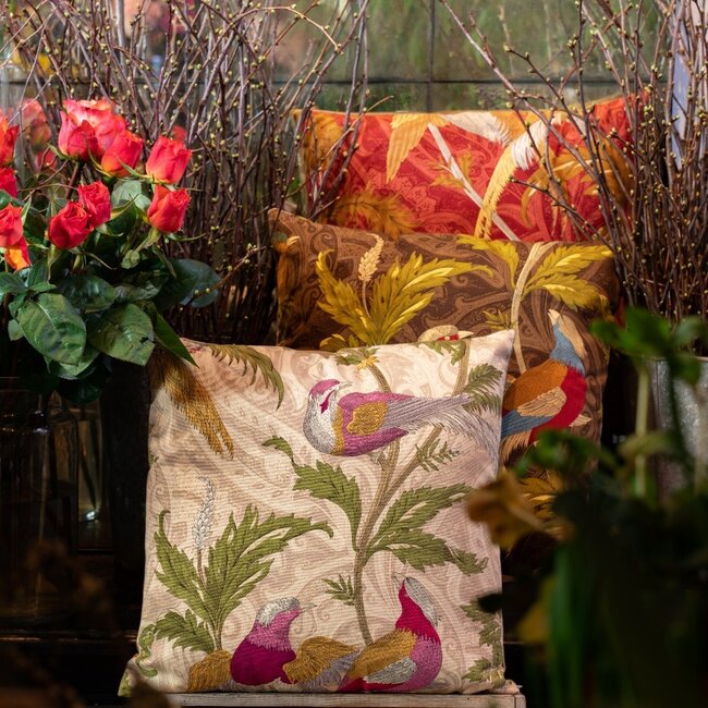 Mars & More kussen geweven paisley vogel rood 45x45cm*