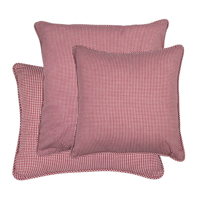 Mars & More kussen katoen donker rood ruit 55x55cm
