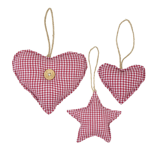 Mars & More hanger katoen hart donker rood 10cm