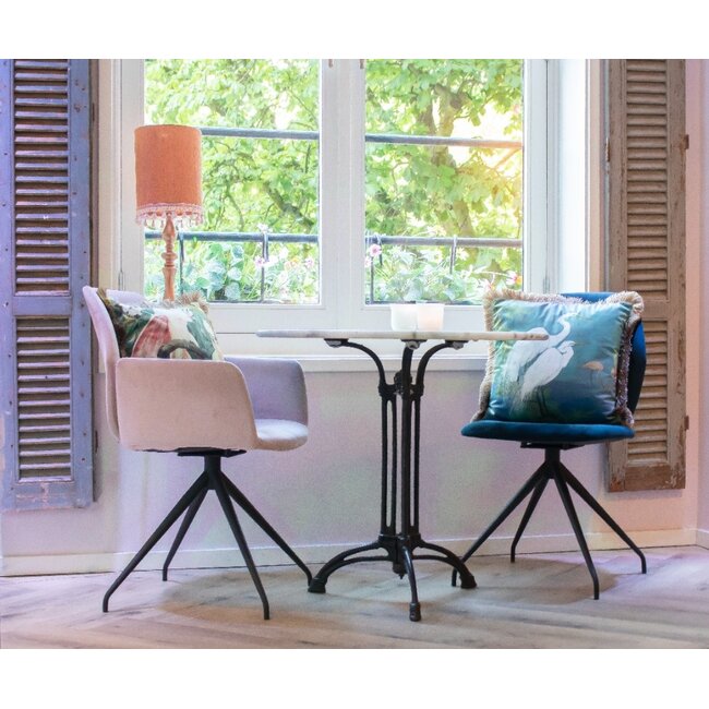 Mars & More kussen fluweel zilverreigers gouden franjes 45x45cm*