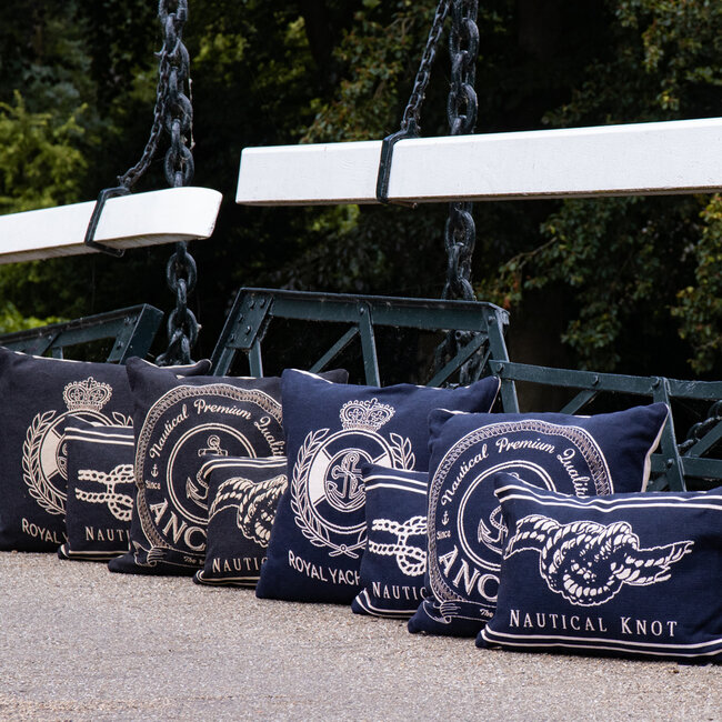 Mars & More gobelin kussen navy platte knoop 30x45cm*