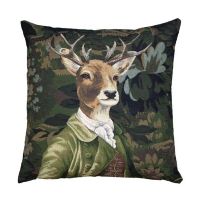 Mars & More gobelin kussen baron hert groen 45x45cm