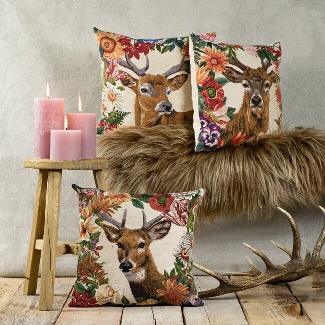 Mars & More gobelin kussen bloemen spitser 45x45cm