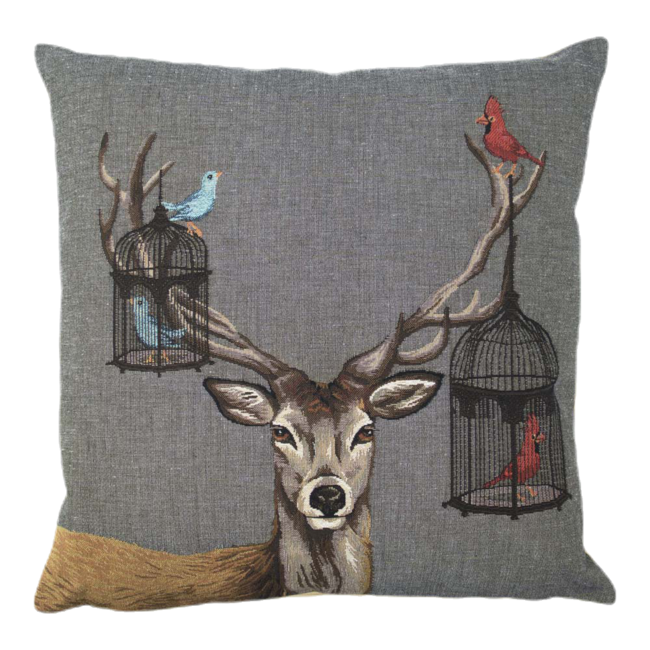 Mars & More gobelin kussen funky deer vogelkooi 45x45cm