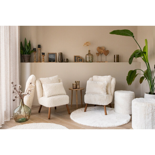 Mars & More poef teddy glad gebroken wit dia 40cm