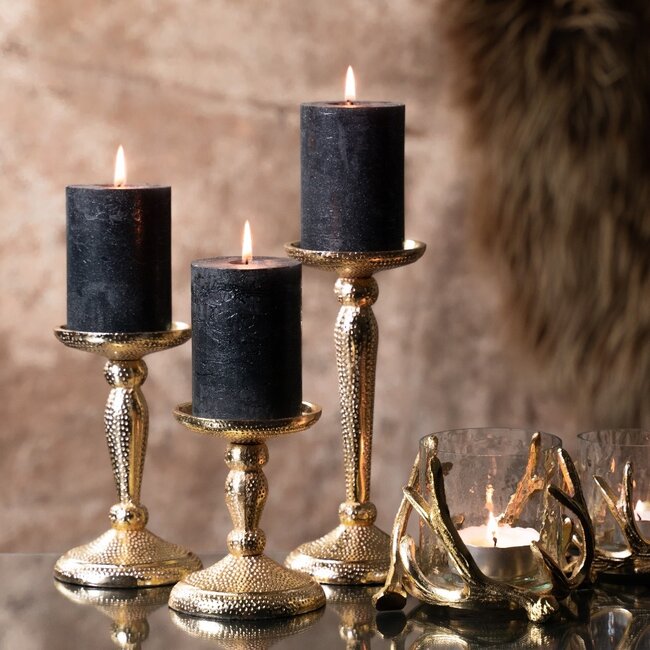 Mars & More kandelaar gehamerd champagne goud 16,5x10cm