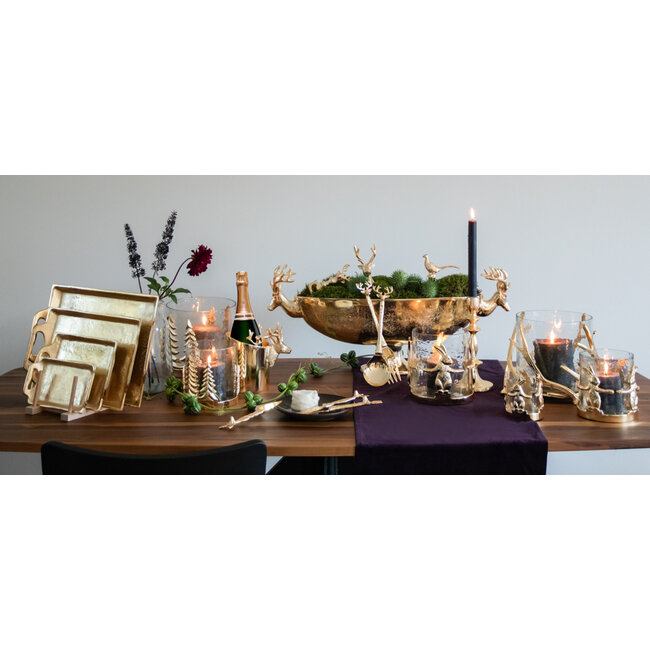 Mars & More windlicht gewei champagne goud large d28 h20cm