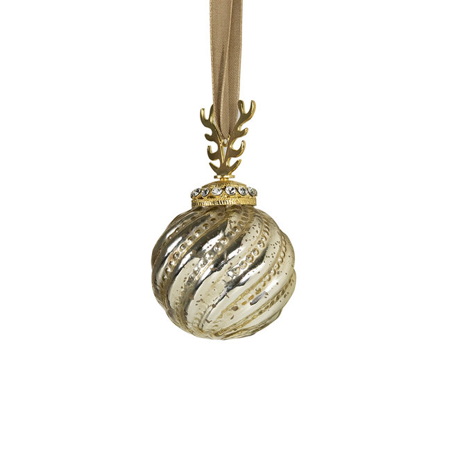 Mars & More decoratie bal gewei goud 8cm