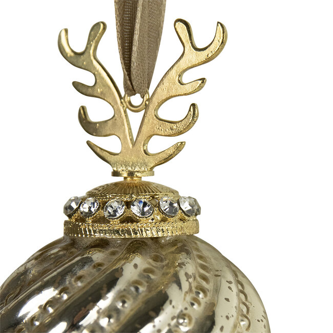 Mars & More decoratie bal gewei goud 8cm