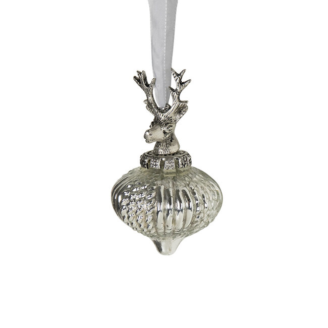 Mars & More decoratie bal gewei zilver 8cm