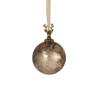 Mars & More decoratie bal hert antiek bruin 12cm