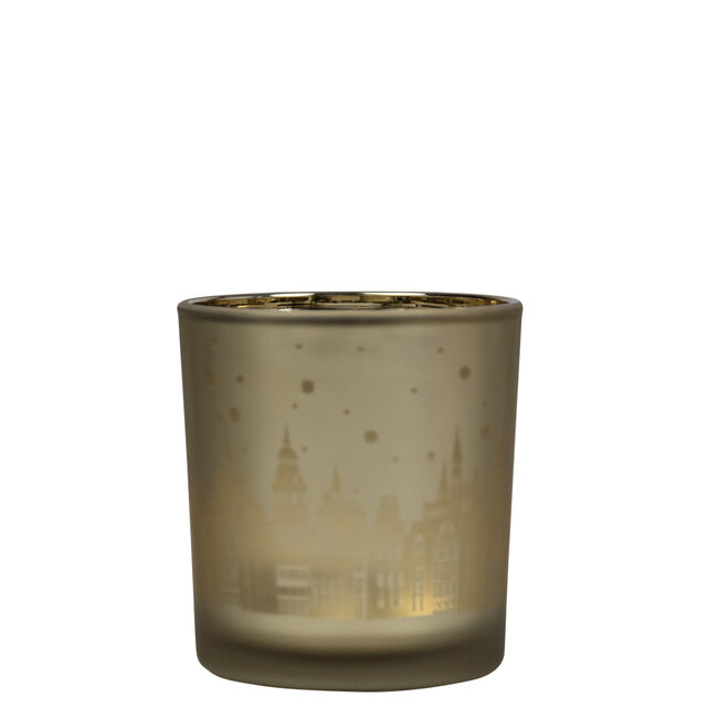 Mars & More Theelichthouder huisjes goud small 8cm