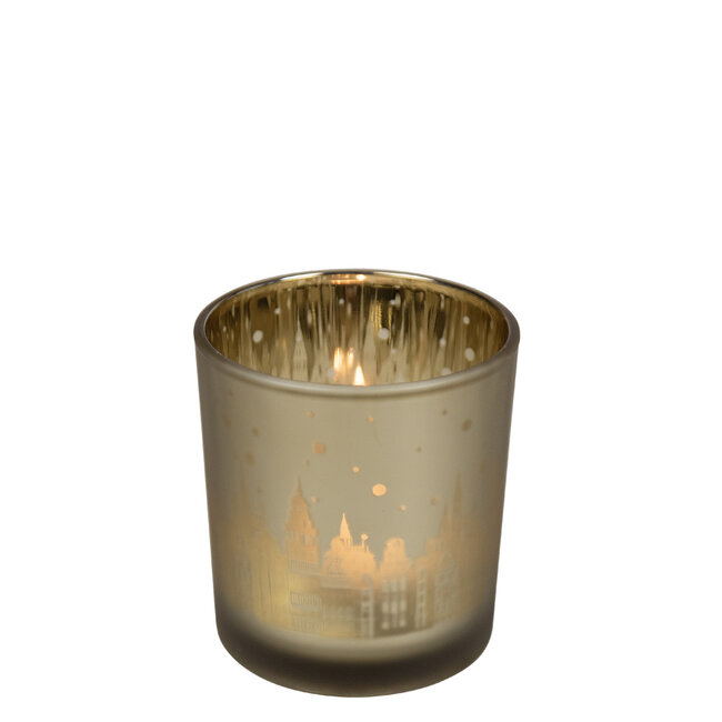 Mars & More Theelichthouder huisjes goud small 8cm