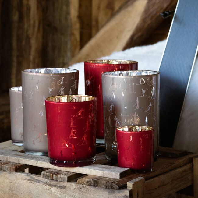 Mars & More Theelichthouder ski rood goud large 18cm*