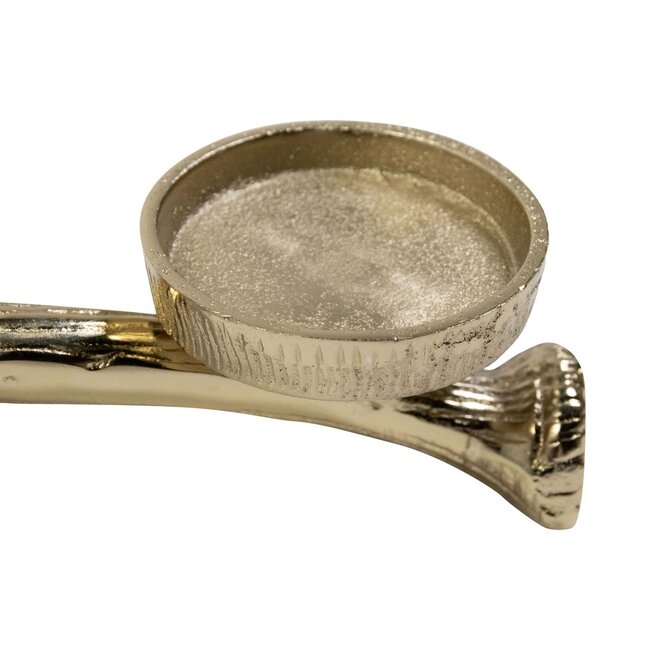 Mars & More Theelicht Standaard gewei 3 goud 8x39x18cm